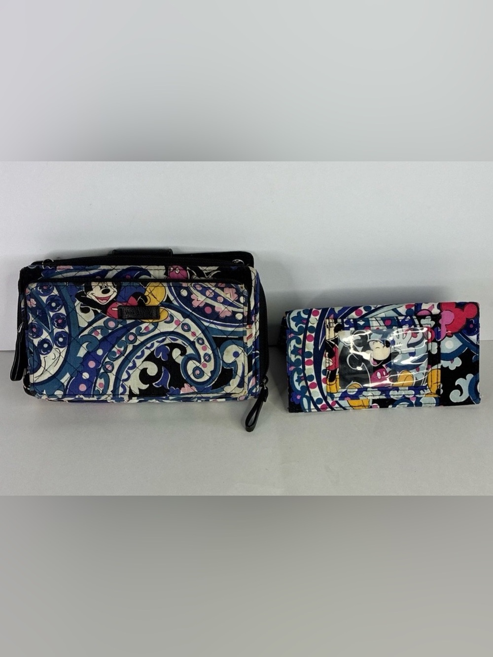 Vera Bradley Disney Navy Paisley Quilted Wristlet and ID Wallet